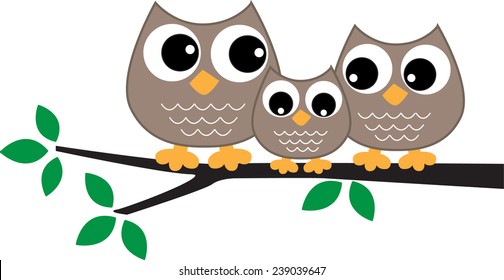 a sweet little owl family
