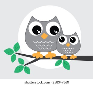 a sweet little owl family