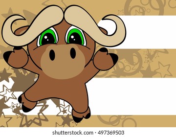 sweet little oxen baby cartoon jumping background in vector format 