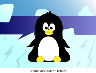 Sweet little penguin siting on an iceberg