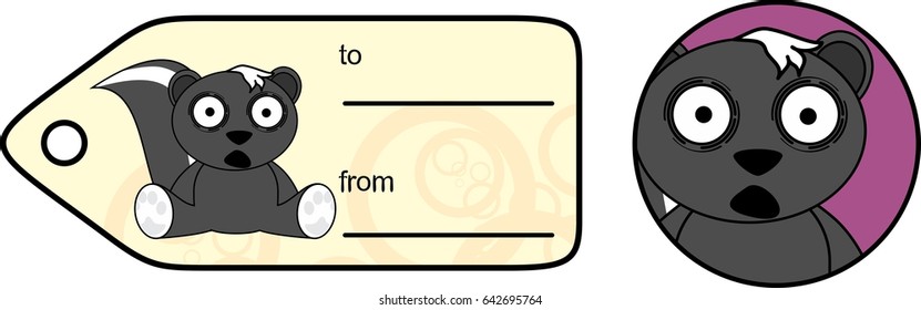 sweet little skunk cartoon gift card in vector format very easy to edit