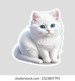 Sweet little white cat sticker