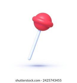 Sweet lollipop 3d on white background. Holiday, birthday. Isolated vector illustration