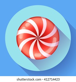 Sweet lollipop candie icon. Flat design style