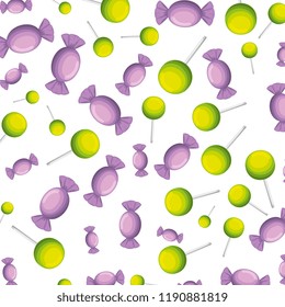 sweet lollipop and candies pattern background