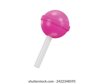 dulce lollipop caramelo sobre el icono de palo blanco 3d renderizado