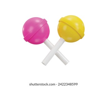 sweet lollipop candy on white stick icon 3d render