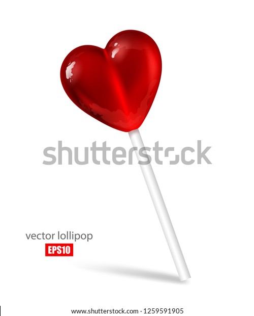 Sweet Lollipop Form Red Heart On Stock Vector Royalty Free