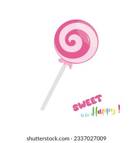 Sweet lollipop vector. Colorful striped lollipop clip art. Multicolored round candy on stick vector illustration in cartoon style isolated on white.