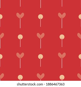 Sweet lollipops seamless vector pattern. REd surface print design for cute children fabrics, valentines day stationery, kitchen textiles, vibrant gift wrap, and packaging.