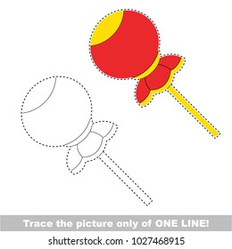 Sweet Lollypop Candy to be traced only of one line, the tracing educational game to preschool kids with easy game level, the colorful and colorless version.