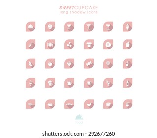 Sweet Long Shadow Food Icons Set