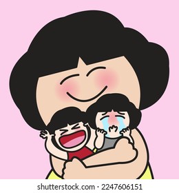 Sweet Looking Girl With Gentle Smile Hugging Caring And Taking Responsibility For Her Own Feelings Both Bad And Good Concept Card Character illustration