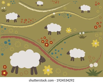 Sweet looking sheep in the meadow