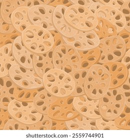 Sweet lotus root candy seamless pattern background, Chinese traditional food