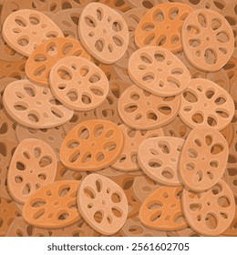 Sweet lotus root candy seamless pattern background, Chinese traditional food