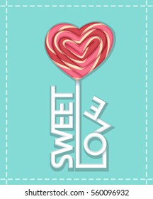 sweet love candy stick vector illustration