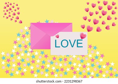 Sweet love card paper cut for your design 
