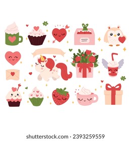 Sweet love collection. Valentine's Day . Valentine's Day.set of illustrations for Valentine's Day