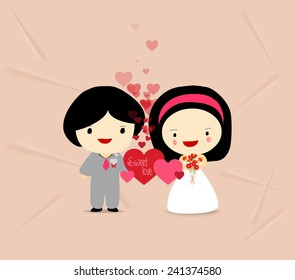 sweet love couple with hearts