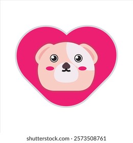 Sweet love dog flat icon vector design illustration, cute animals vector design for sticker, mockup, printing. Valentines day theme pattern vector design. 