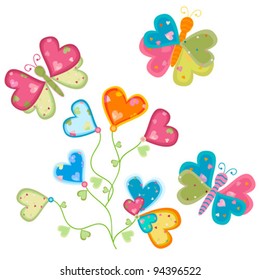 sweet love flower and butterflies