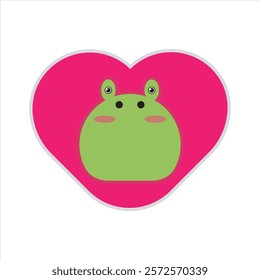 Sweet love frog icon vector design illustration, cute animals design for sticker, mockup, printing. Valentines day theme pattern vector illustration. 