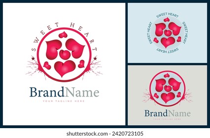 Sweet love heart beauty logo template design for brand or company and other