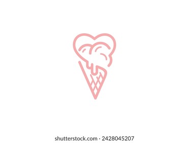 sweet love ice cream logo. food drink creative design template	