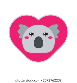 Sweet love koala flat icon vector design illustration, cute animals vector design for mockup, printing, sticker. Valentines day theme pattern vector design. 