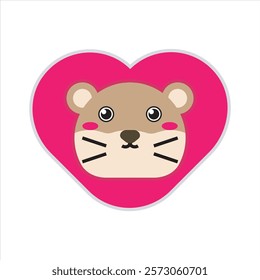 Sweet love otter flat icon vector design illustration. Cute wild animals vector design for sticker, mockup, printing. Valentines day theme pattern vector design. 