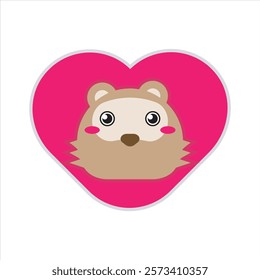 Sweet love raccoon flat icon vector design illustration, cute animals design for sticker, mockup, printing. Valentines day theme pattern vector design. 