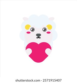 Sweet love sheep vector design illustration. Cute animals character illustration, valentines day theme pattern vector design. 