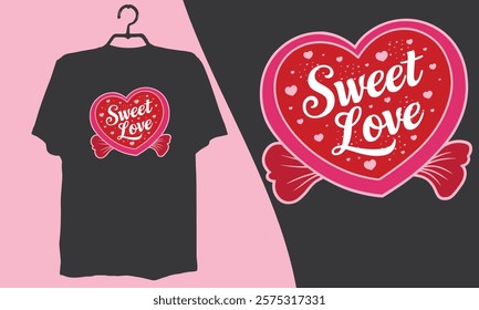 Sweet Love T-Shirt Design for Couples - Cute His and Hers Matching Shirts - Stylish Valentine’s Day Outfit - Personalized Couple Tees with Heart Graphics - Anniversary and Lovebirds T-Shirt Design