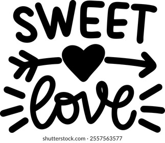 sweet love valentines day black vector graphic design and cut file