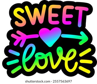 sweet love valentines day colorful bright rainbow graphic design