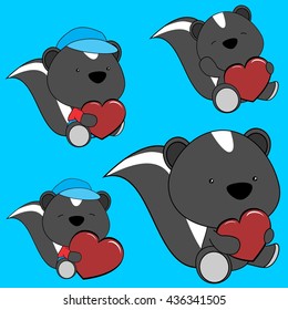 sweet lovely baby skunk cartoon set in vector format 