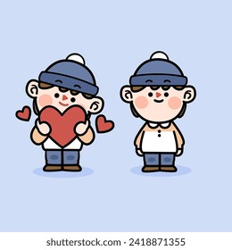 sweet lovely little boy hugging love doodle vector digital asset