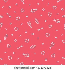 Sweet & Lovely Valentine seamless pattern with red background & white line