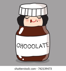 Sweet Lover Girl Is in A Chocolate Jar Concept Card Character illustration