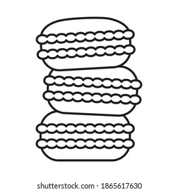 sweet macarons icon over white background, line style, vector illustration