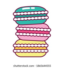 sweet macarons icon over white background, line and fill style, vector illustration