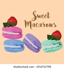 Sweet Macarons Vector realistic delicious