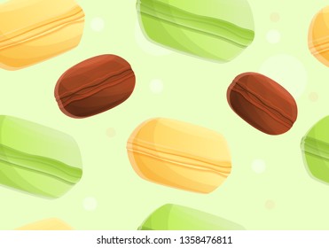 Sweet macaroon pattern. Cartoon illustration of sweet macaroon vector pattern for web design