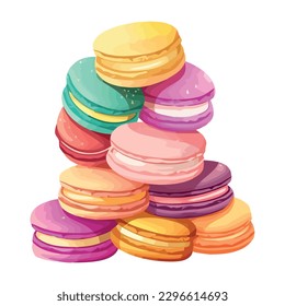 Sweet Macaroons biscuit snack icon isolated
