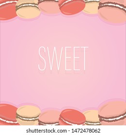 sweet macaroons space wording cute up and down bakery product bake lover vector pink pastel tone tasty and yummy snack 