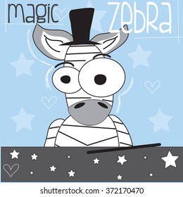 sweet magic zebra with stars and hearts vector illustration