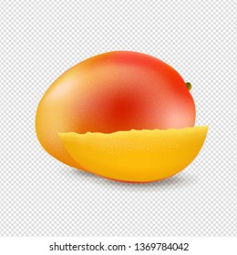 Sweet Mango Isolated Transparent Background With Gradient Mesh, Vector Illustration
