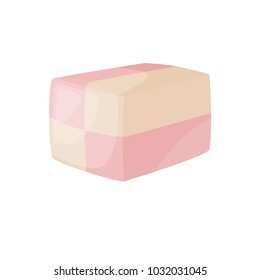 Sweet marmal-slap, pink marshmallow isolated on white background. Vector illustration.