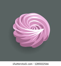 Zéfir dulce de malvavisco o ruso, tarta de crema rosa, ilustración vectorial detallada